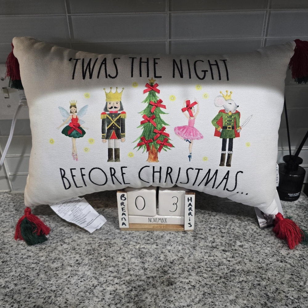 Rae DUNN Holiday Pillow with Nutcracker Design